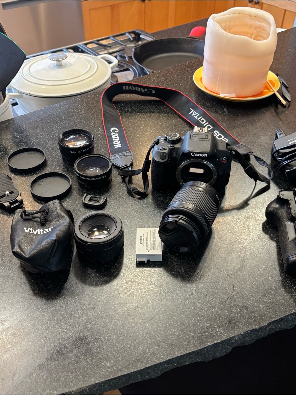 Canon EOS Rebel T5i DSLR Bundle, includes battery, charger, EF 50mm lens etc.